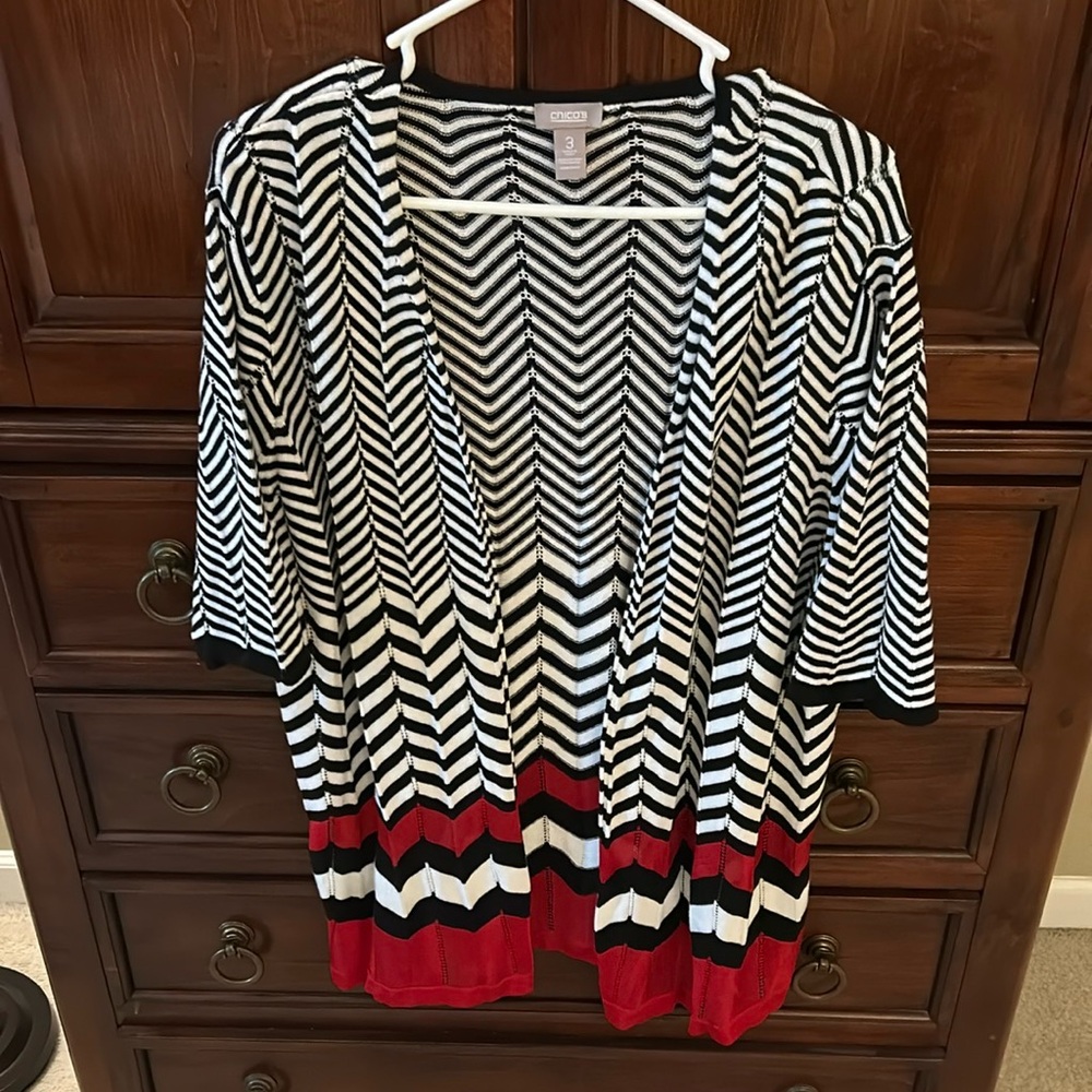 Chicos open front cotton blend cardigan